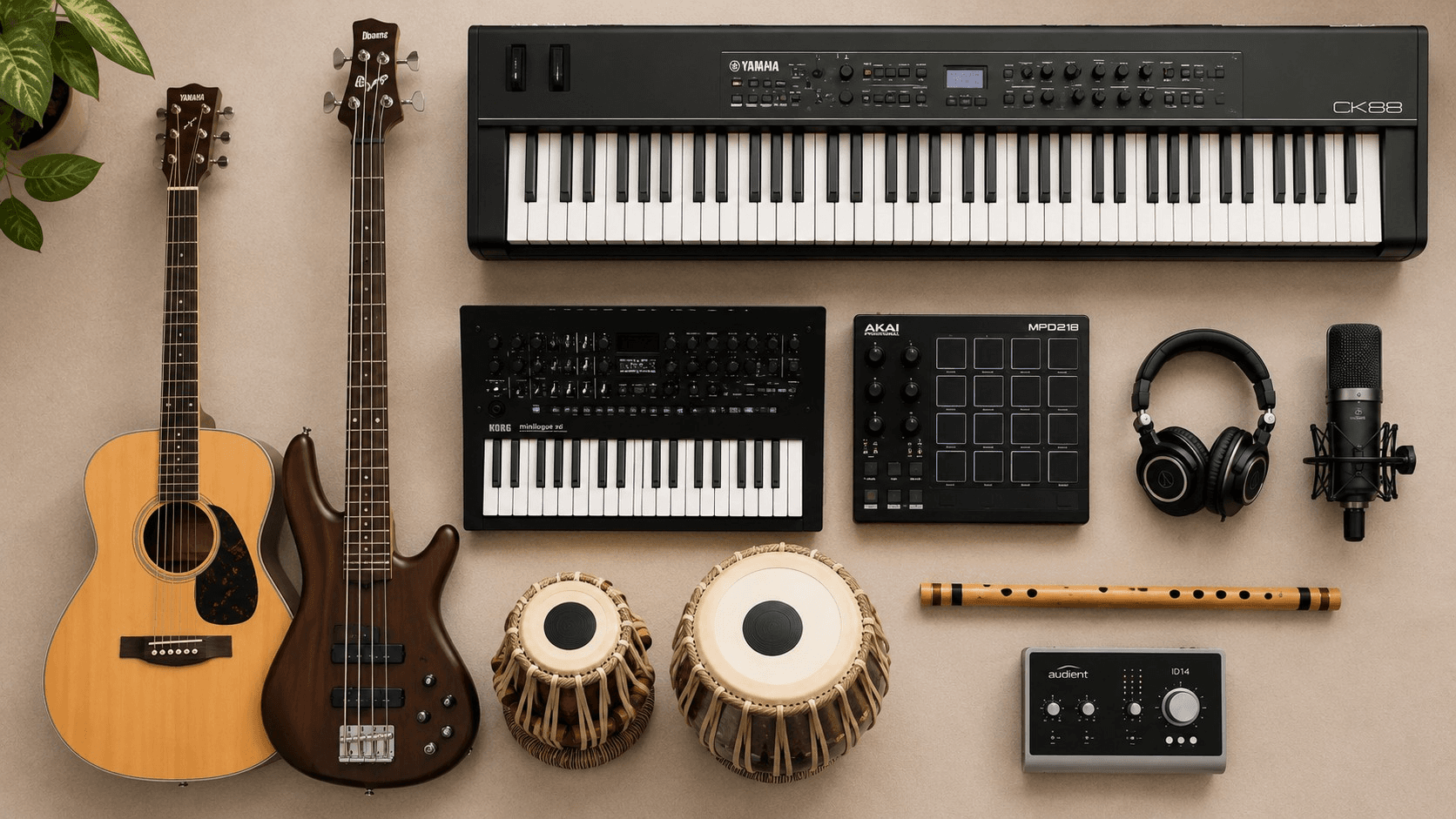 Musical instruments online in India, including guitars, keyboards and drums