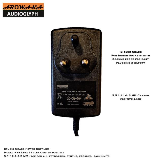 Arowana Audioglyph KYB12V2 Studio Grade Center Positive 12V 2A Power Supply for Yamaha Keyboards & Drums PA-150 1