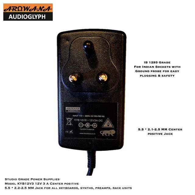 KYB12V3 Studio Grade 12V 3 Amp Center Positive Power supply for keyboards, synths, preamps & audio gear 1
